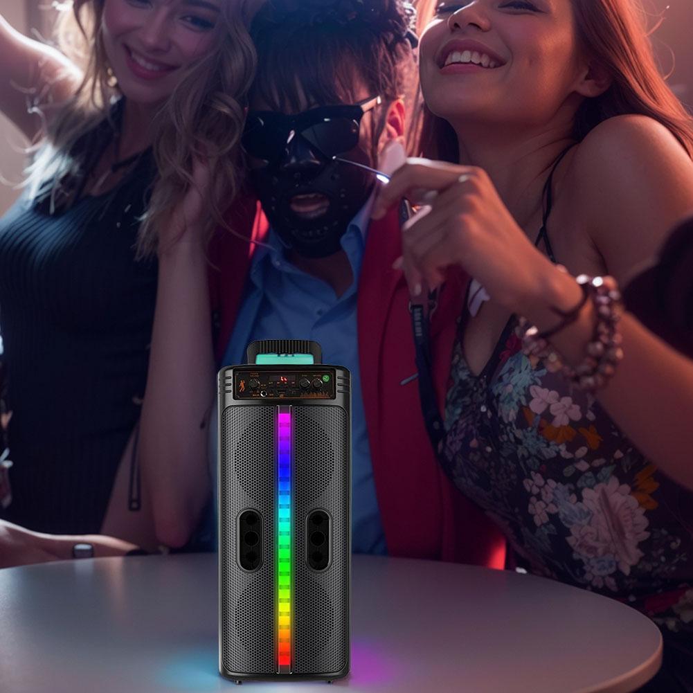 Bluetooth-Compatible Speaker Stereo Loud Speaker Colorful Lights Double Subwoofer Heavy Bass Sound for Travel Indoor and Outdoor