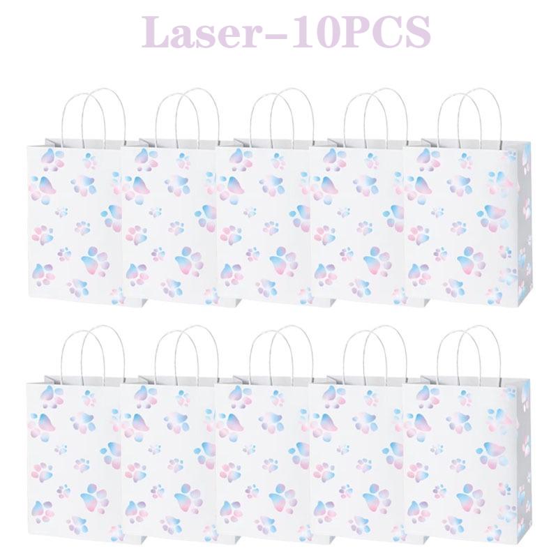 Animal PawPrint Theme Gift Bags Kraft PaperShopping Bags with HandlesParty Favor Bags for Birthday Wedding Valentine’s Day Decor