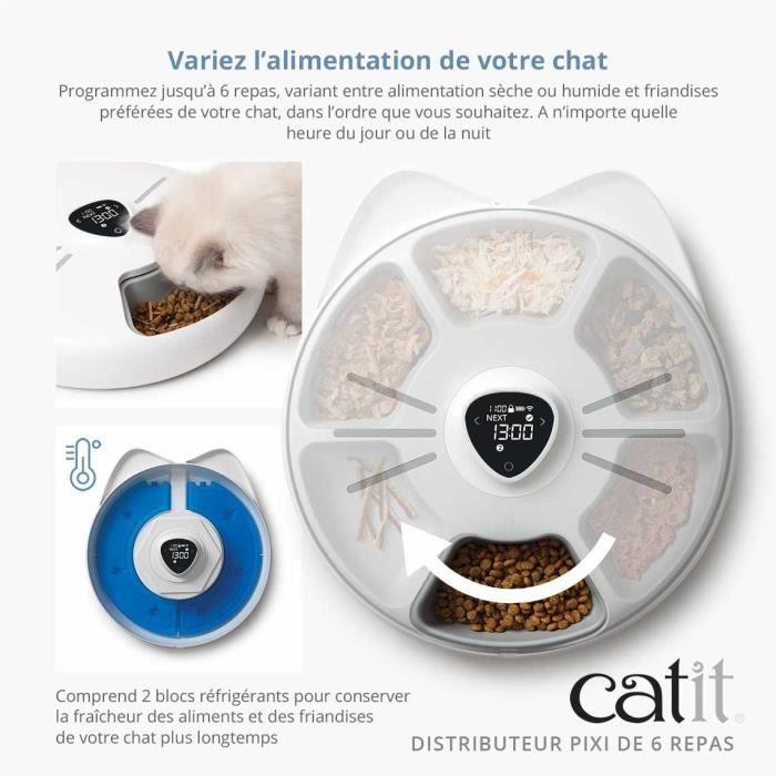 Distributeur De Repas Pour Chat Connecté - CATIT - PIXI SMART - 6 X 170ml - Ecran Tactile LCD - Avec Blocs Réfrigérants