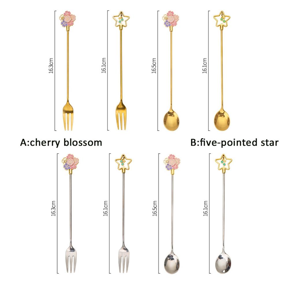 Steel Dessert Mixing Milkshake Kitchen Supplies Fruit Fork Tableware Teaspoon Coffee Spoons
