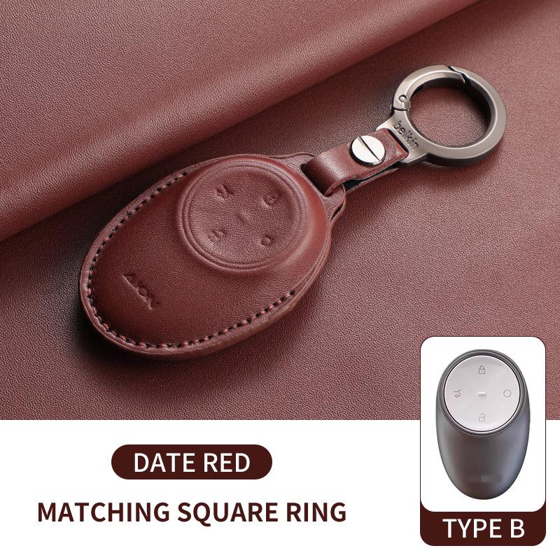 Genuine Leather Vehicles Key Fob Cover Case Housing Remote Fit For Gac Aion Y Plus S V Lx Ia5 Ut Rt Auto Housing Key Ring Anti-Scratch Case Auto
