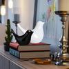 Creative White and Black Glossy Ceramic Birds Figurines Home Decorations Accessories Party (Pack of 2, Black & White)