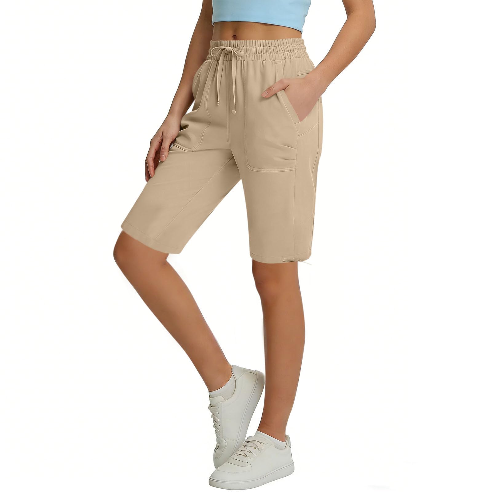 Women s Lightweight Shorts Loose Summer High Waisted Casual Shorts with Pockets M