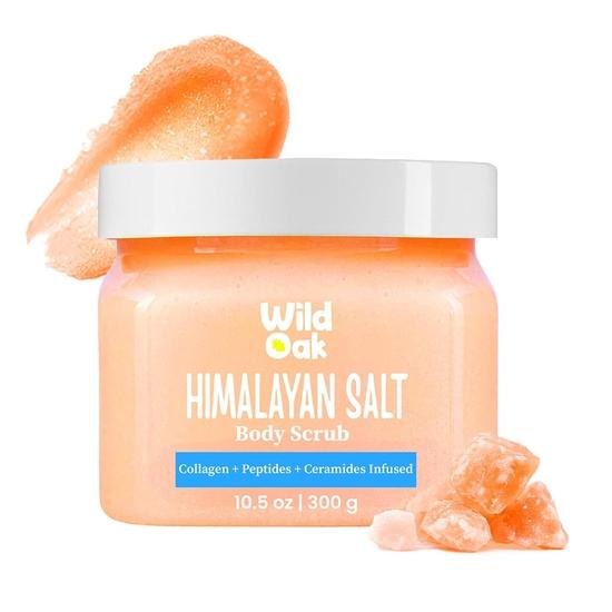 WildOak Himalayan Salt Scrub | 300gm | with Probiotics, Collagen, Peptides, Ceramides & Stem Cells | Tan Removal| Salt Body Scrub