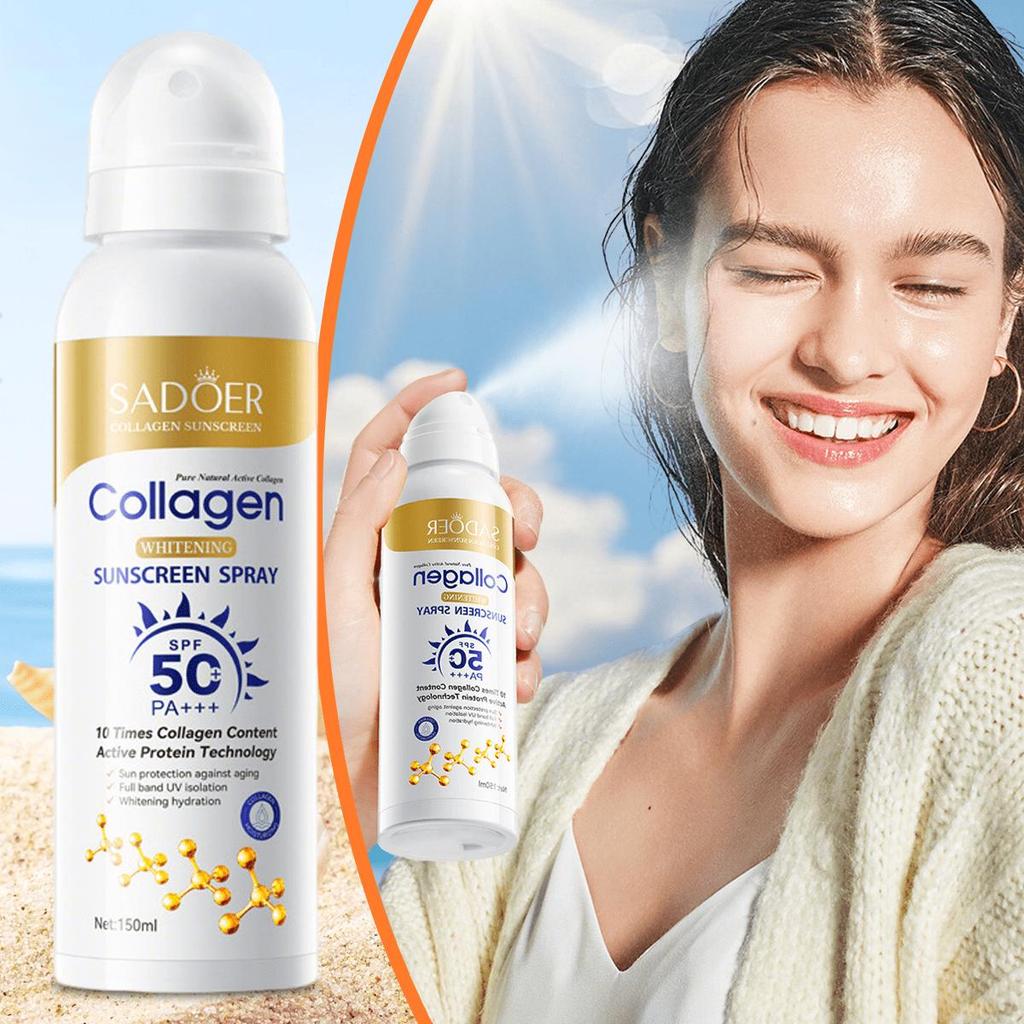 Kollagen Anti-Falten Aufhellendes Sonnenspray LSF50 PA+++ mit UV-Schutz für Gesicht und Körper