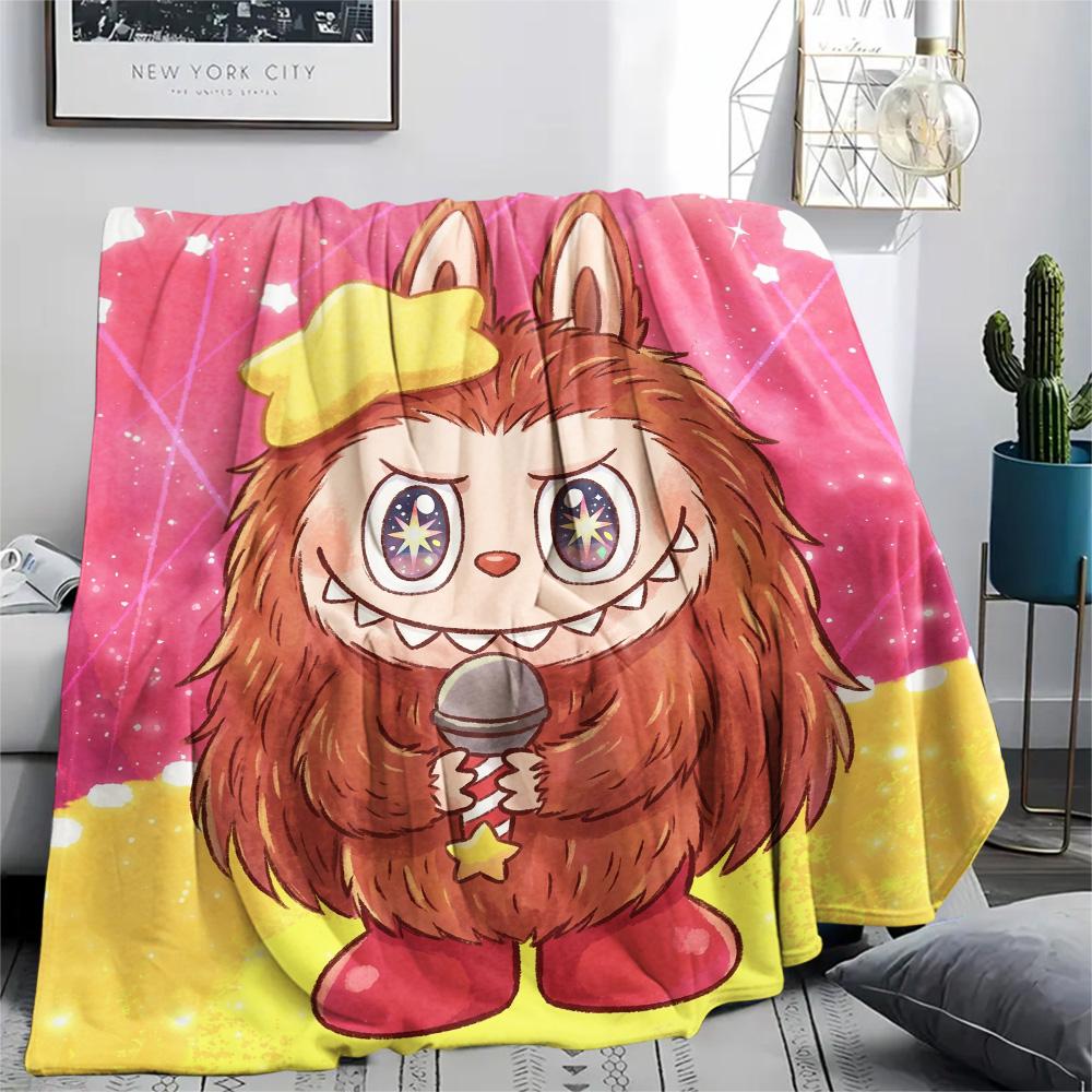 Labubu Print Flannel Blanket, Ultra Soft High Quality All Seasons Warm Throw, Home Decor Cozy Blanket, Perfect Christmas Gift