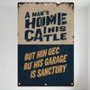 Vintage Rusty Metal Sign A Man’s Home Is His Castle Garage Sanctuary Tin Plaque for Man Cave Home Bar Decor