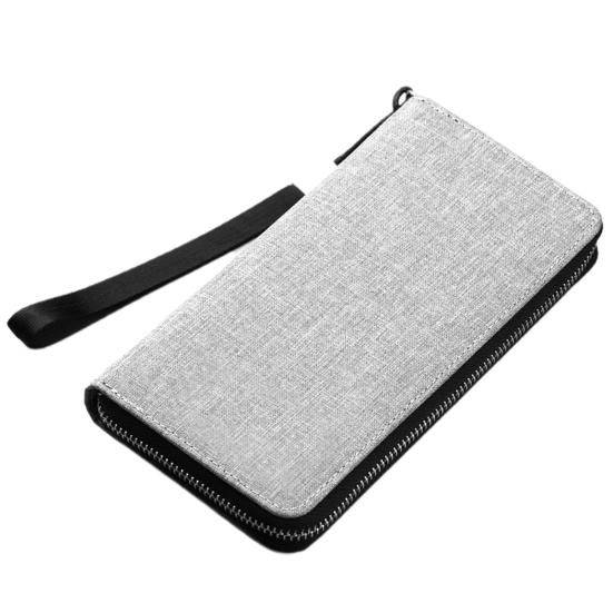 

Мужской кошелек с несколькими слотами и большой емкостью, холщовый кошелек для карт, наличный кошелек на молнии, деловая сумка серый