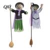 Halloween Witch Party Supplies Animated Decoration, Sound Activated Lighted Haunted House Prop, Long-lasting Decoration Creepy Flying with Broom