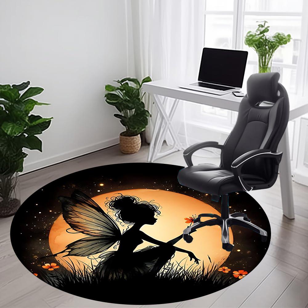 1pc Fairy Moon Office Round Area Rug,  Mat Suitable ForOffice, Under Office Chairs Bedroom Living Room Home Decor, Room Deco