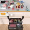 Under Desk Drawer Organizer, No Drilling Mesh Metal Hidden Under Desk Storage Drawer, Desk Organizer With 2 Tier Slide Out Drawer For Home And Office
