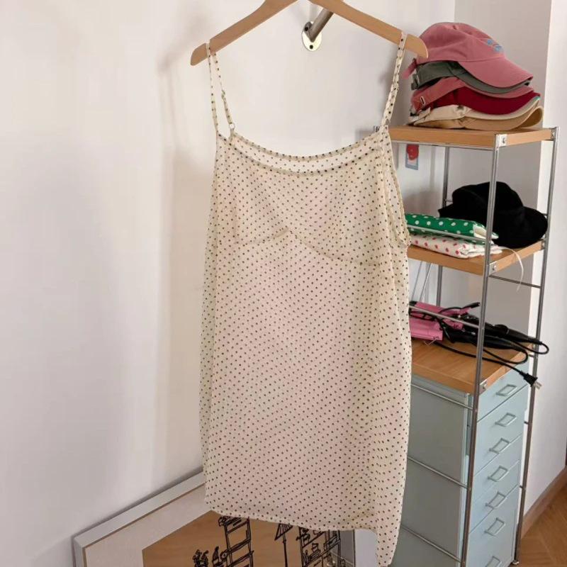 

Korean Style Polka Dot Chiffon Camisole - Plus Size, Cool & Versatile Summer Top XL (65-73kg)