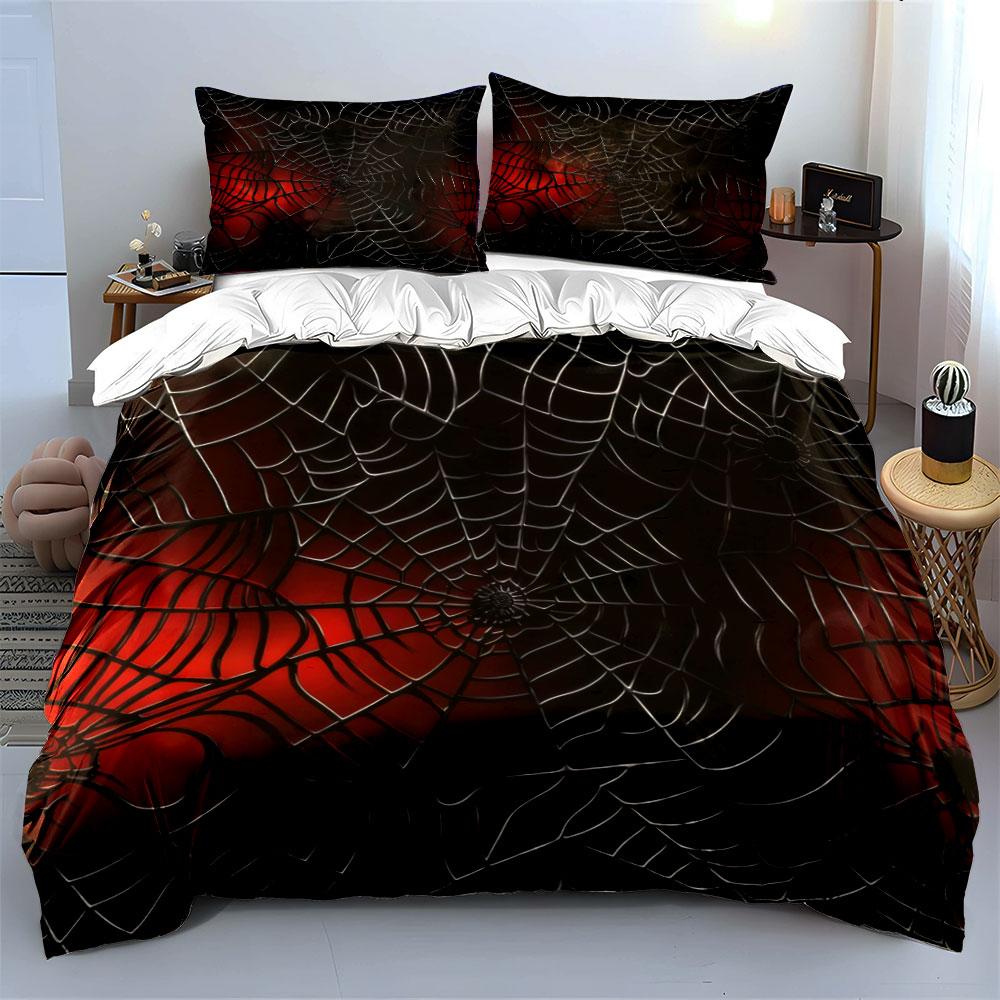 Spiderweb Trio For Halloween Decor Exquisite Three-Piece Bedding Set Gift For Kids And Adults