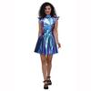 Women Shiny Dress Metallic Costume Sleeveless Futuristic Sleeveless Space Skater Disco Holographic Party Dress
