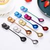Cute Cats Shape Stirring Spoon Small Mixing Teaspoon Dessert Spoon Stainless Steel Tableware Easy To Clean
