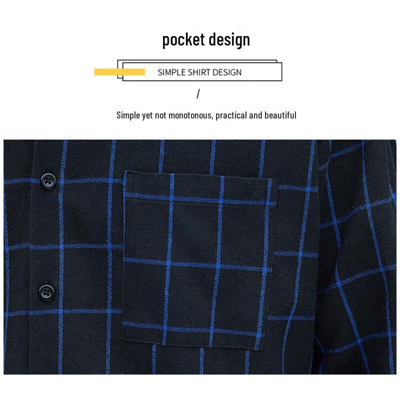 ROMON Men's Loose Fit Plaid Long Sleeve Shirt