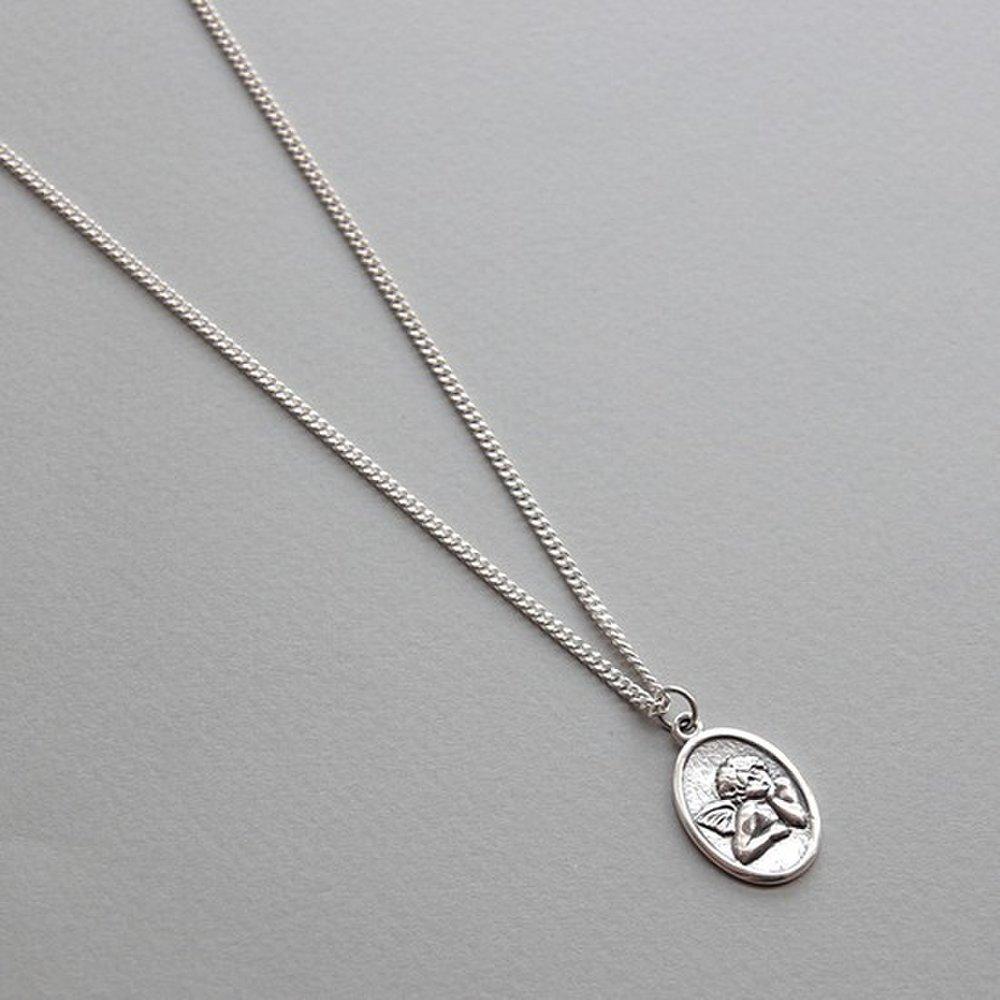 J.Lauren 08N0816 Black Angel Angel Pendant Long Silver Necklace
