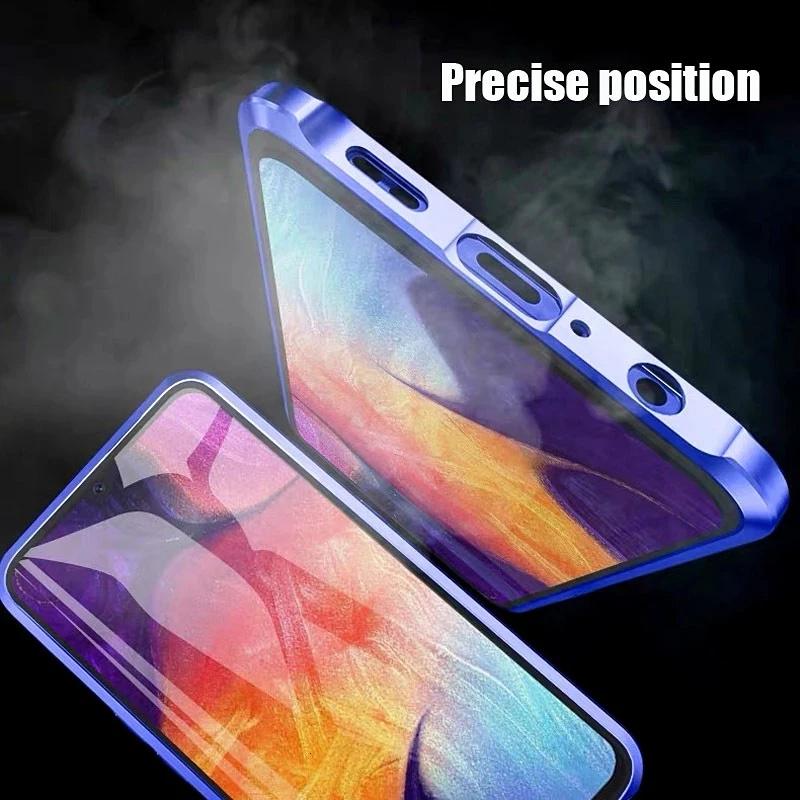 Custodia Magnetica in Metallo e Vetro Double Sided 360° per Samsung Galaxy A17 A56 A36 A26 A16 A55 A54 A53 A52 Cover Posteriore con Protezione HD
