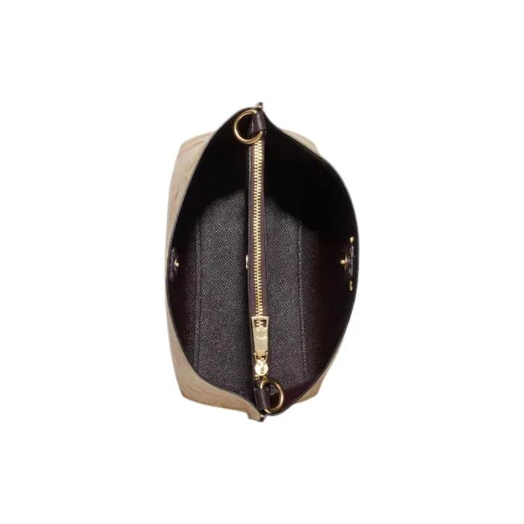 Coach Mollie Cow Leather Bucket Bag Handbag Small Women's Khaki (Unisex) Handbags CJ645 IMOT4