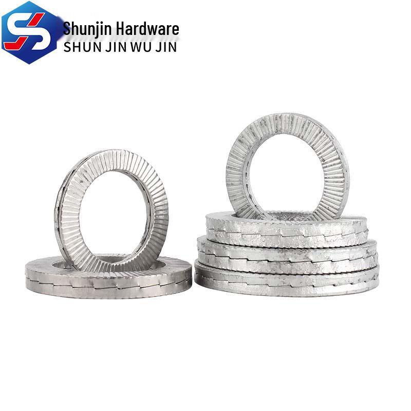 304 Stainless Steel Double Stack Self-Locking Washer with 65Mn Manganese, Anti-Loosening, Double-Sided Tooth Layer