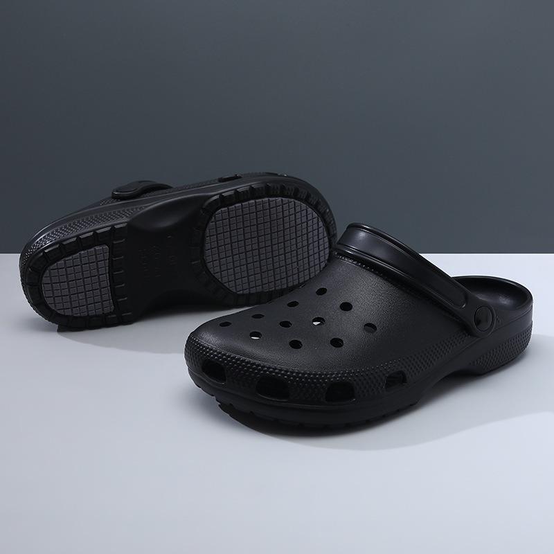 New hole shoes men's summer thick soles increase in height, wear-resistant bag head mop, non-slip external wear, deodorant and breathable