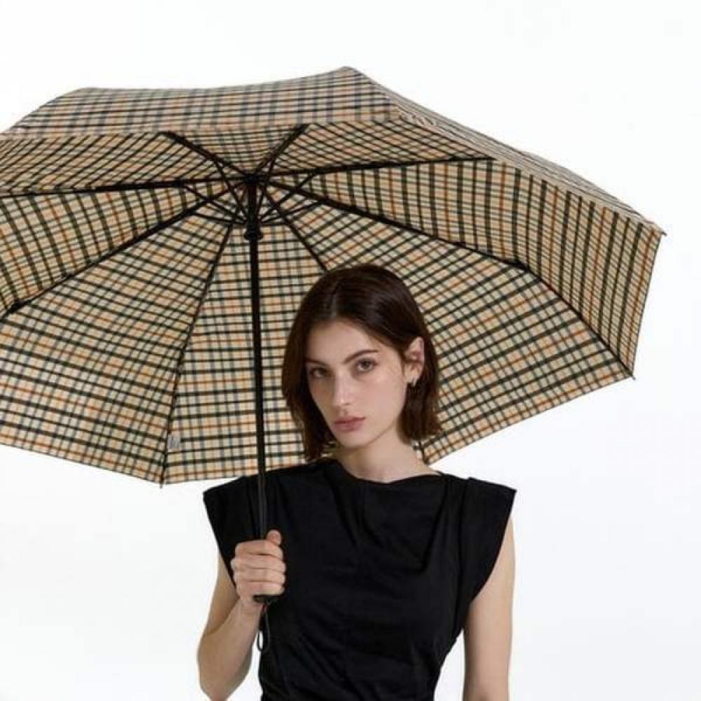 Daks Beige Check 3 Fold Umbrella  Umbrella Use  Dbum5e831w2 Single option