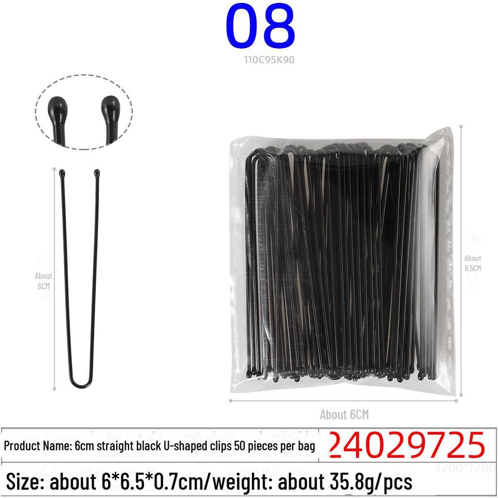 50 Black U-Shaped Hair Clips: Thick Head Ornaments and Hair Accessories for Women