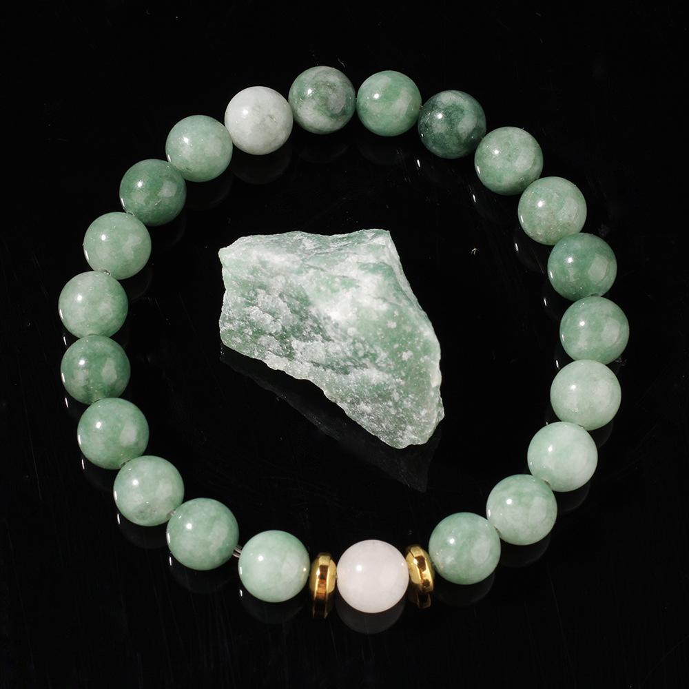 Festive Gifts Green Jade And White Jade Beaded Bracelet Serene Fashion Jewelry For Men And Women Daily Wear Simple Versatile Accessory