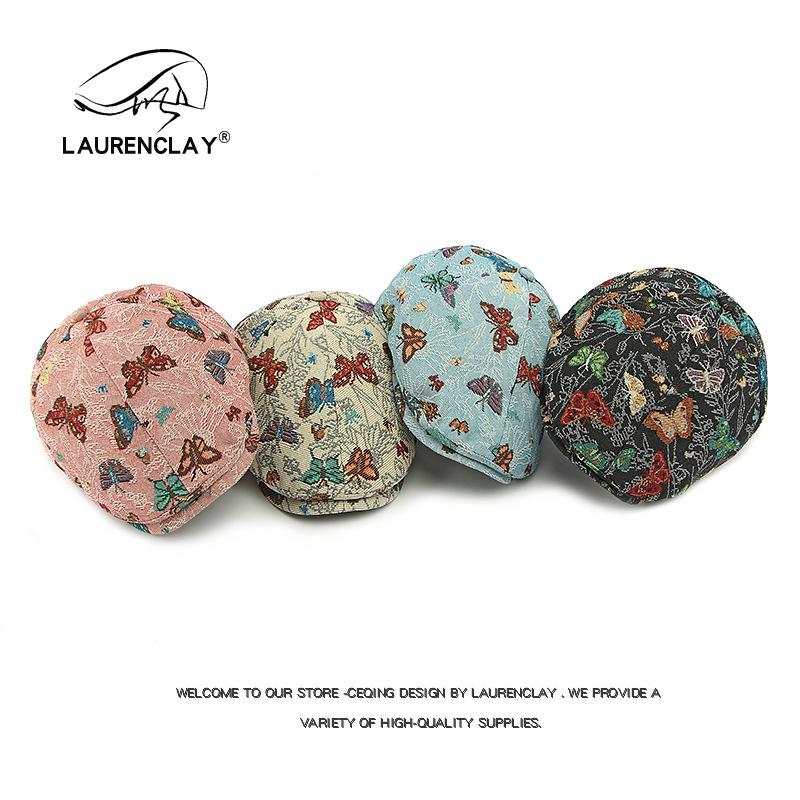 

Six Piece Hat Ladies Beret British Vintage Jacquard Forward Hat Casual Cap Painter Hat Tide Adjustable чорний