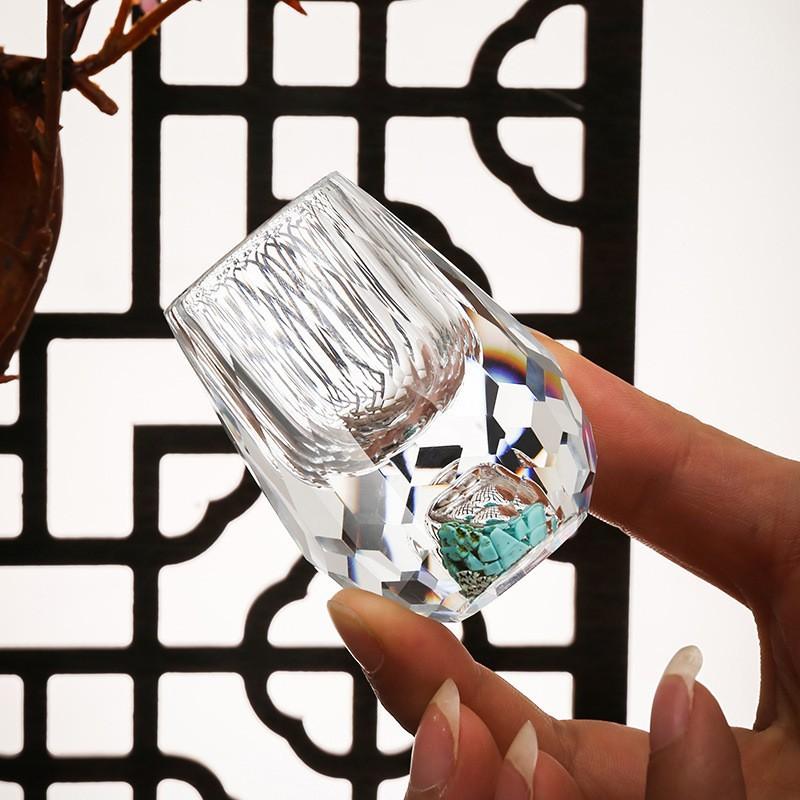 Gold foil small wine glass wine dispenser Baijiu hotel commercial high-end crystal reinforced glass foreign wine set sober