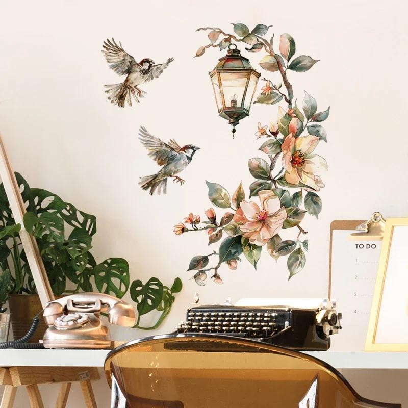 Pink Flower Pendant Light Wall Sticker Removable Wall Art Decor Waterproof Stereo Flower Home Decoration for Bedroom Living Room