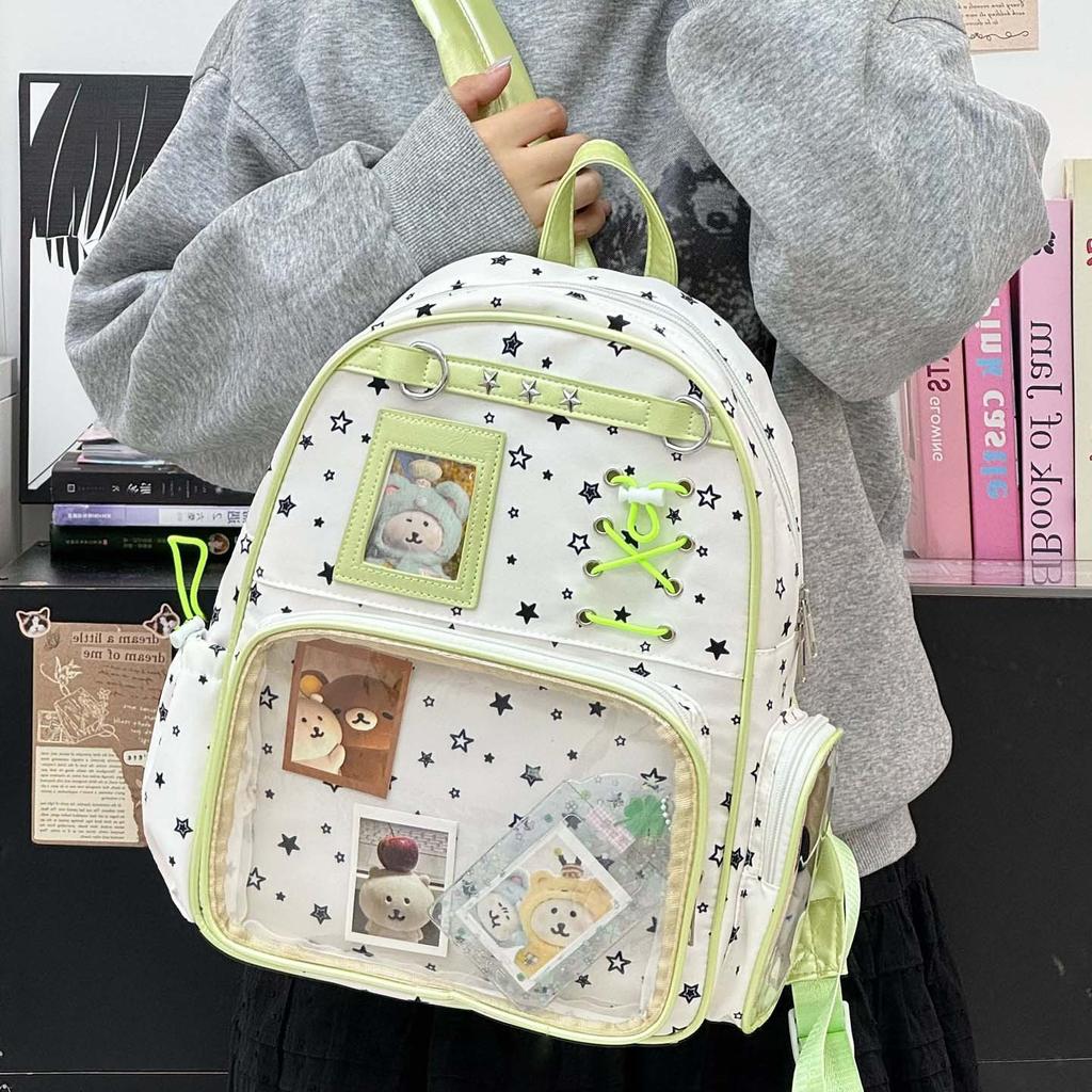 Schoolbag new shoulder back cartoon bar star schoolgirl backpack cute transparent baby bag simple large capacity schoolbag