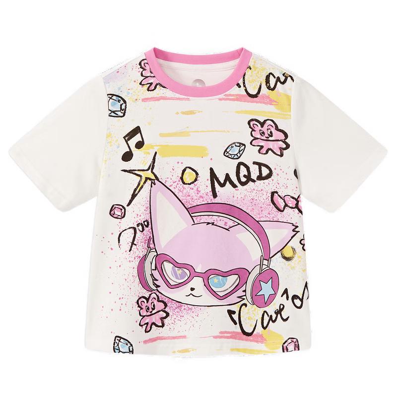 MQD Girls' 7A Antibacterial Cooling Cartoon Short Sleeve T-Shirt