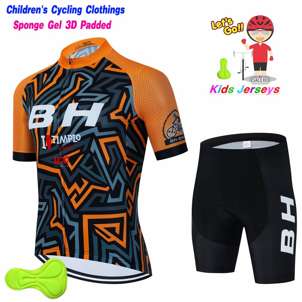BH Kids Cycling Jersey Set Short Sleeve Children Bike Clothing Breathable Quick Dry Boys Summer Bicycle Wear Maillot Ciclismo