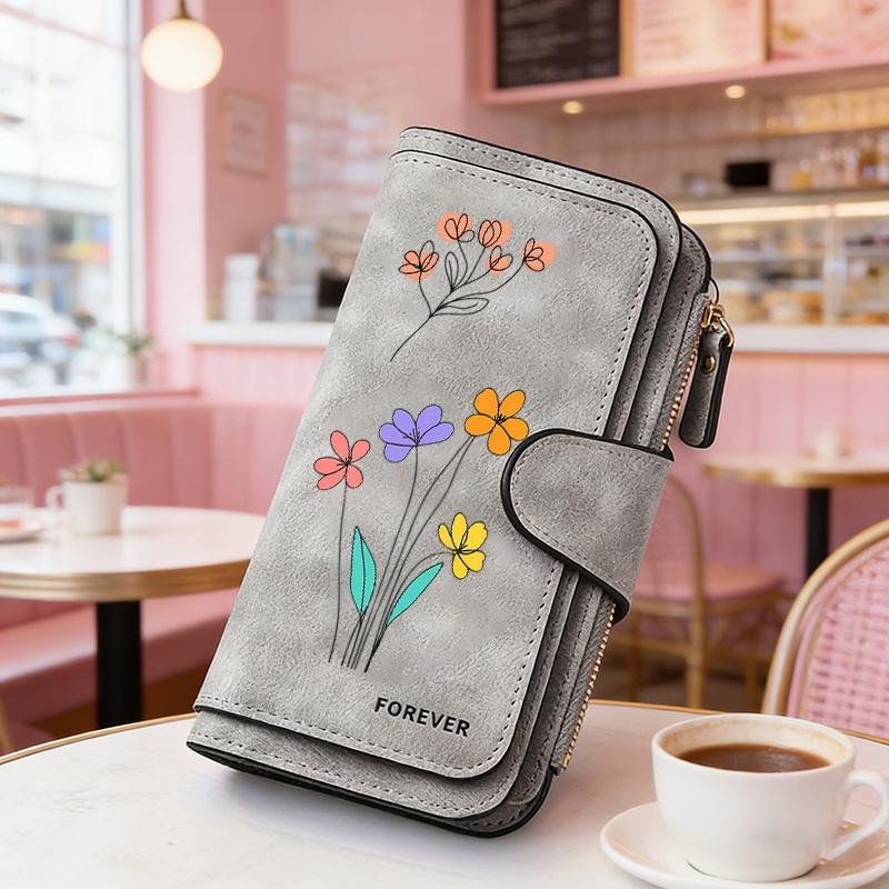 Women's Long Wallet with Floral Design 1 Piece Multi - functional Snap Coin Purse Portable Wallet for Daily Commute Outdoor Travel Home Use Birthday