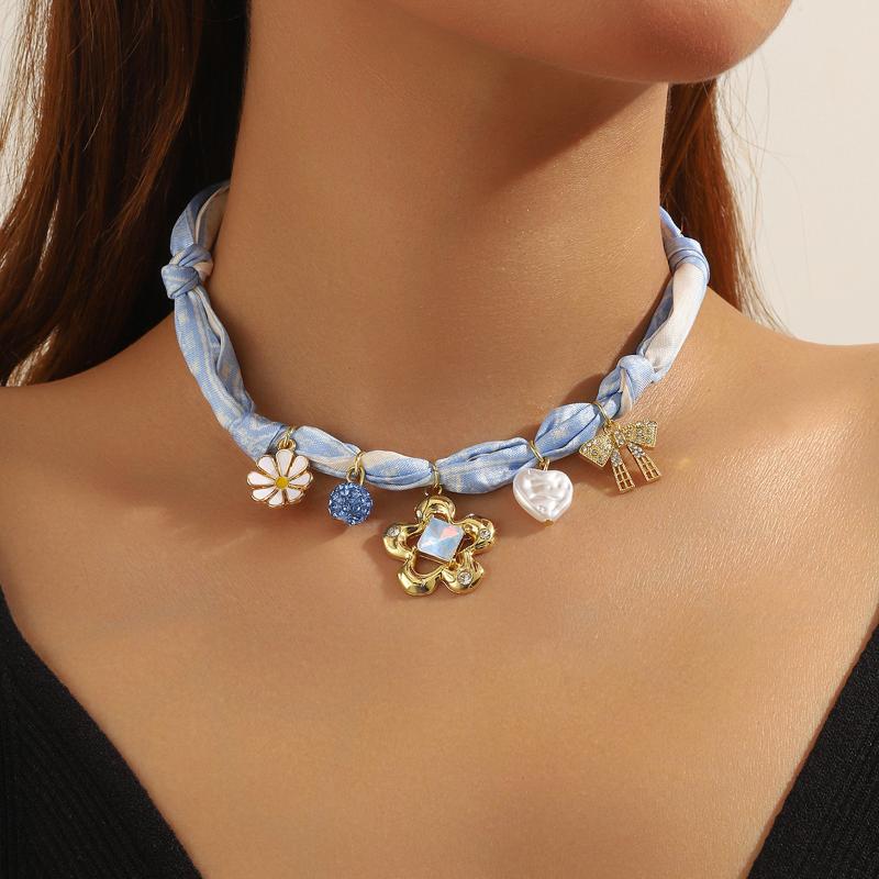 Summer  Scarf Necklace Colorful Stainless Steel Pendant Necklace Shell Fish Seahorse Love Pendant Jewelry