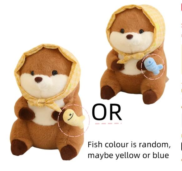 Peluche Lontra Carina Riempito Realistico Animale Lutra Con Cibo Per Pesci Kawaii Lontre Peluche Bambola Regalo di Compleanno