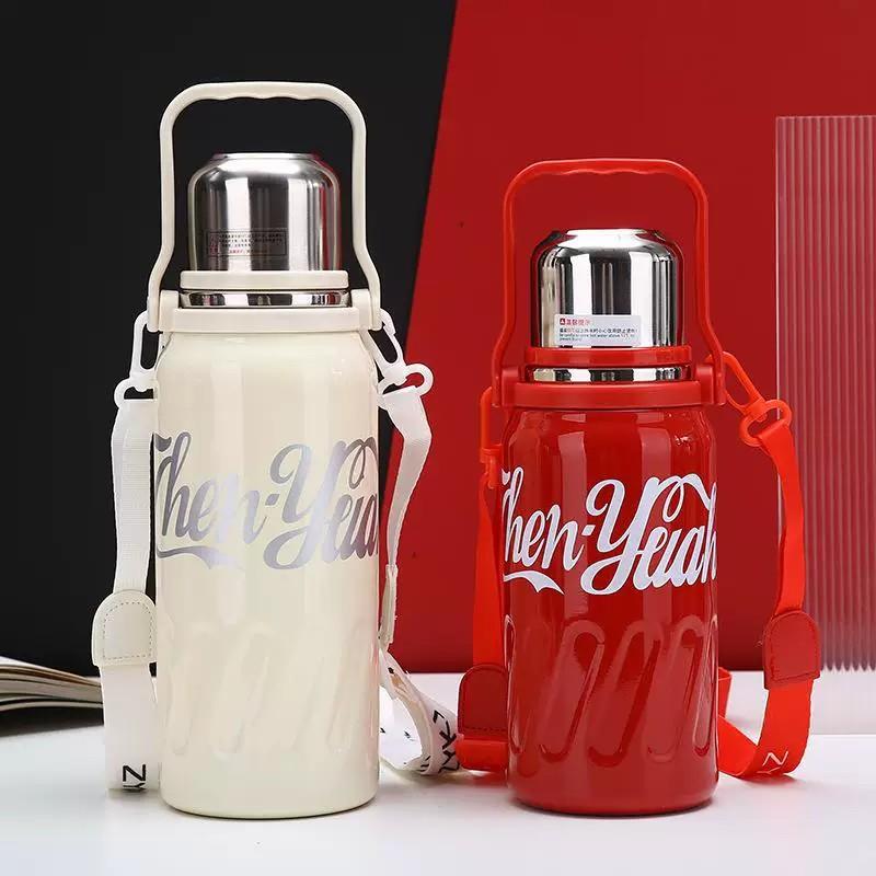 New High-value Internet Celebrity Thermos Cup Coke Red Milk White Large-capacity Portable Thermal Insulation Pot Car Water Cup