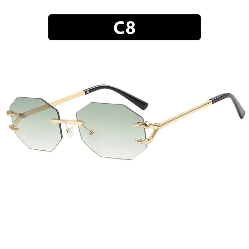 New Women Sunglasses Fun Octagonal Trend Personalized Shades Fashion Retro Frameless Versatile Sunshade Sun Glasses