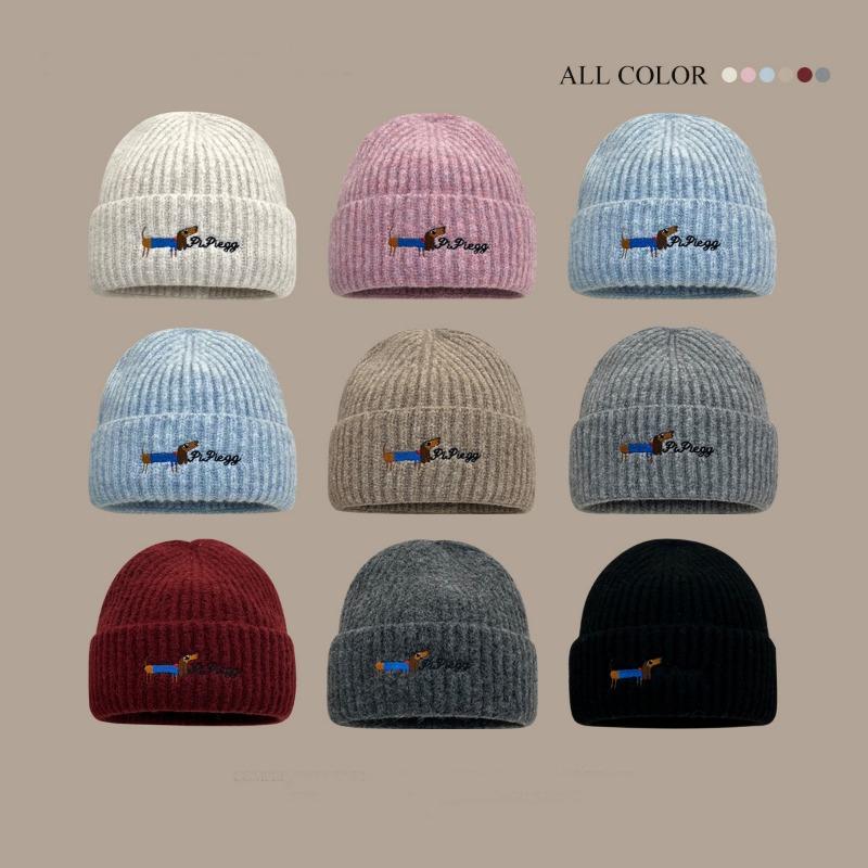 Cute Sausage Puppy Knitted Hat Children Autumn and Winter Thickened Warm Ear Protection Head Pullover Hat Shows Small Face
