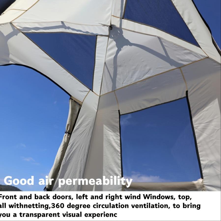 Outdoor Tent for 3-4 People, Aluminum Pole Fully Automatic, Family Camping, Double-layer, Sunscreen Rainproof, Black Glue Tent