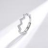 Adjustable S925 Sterling Silver Heartbeat Wave Diamond Ring for Women – Sweet Girly Accessory