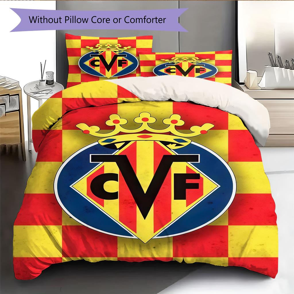 Villarreal logo Bedding Quilt Set Quilt Cover Pillowcase Home Decoration Birthday Gift (1 * duvet cover + 2 * pillowcase, without core)