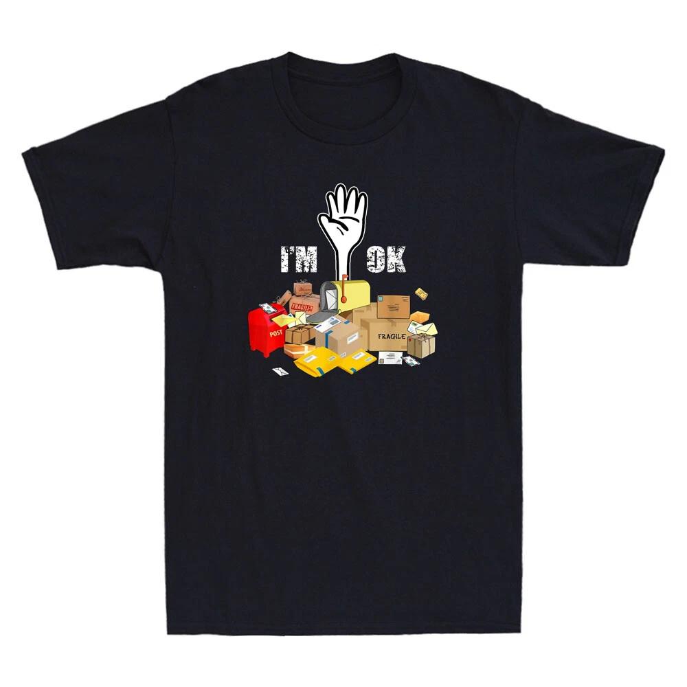 Postal Worker I m Ok Funny Postman Worker Gift Vintage Men s Cotton T-Shirt Tee XL