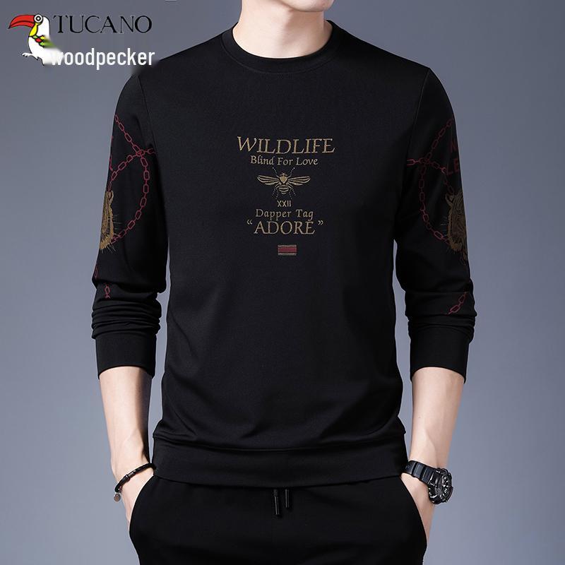 Clearance: Woodpecker Spring/Autumn Men's Long-Sleeve Round Neck Cotton T-Shirt Base Layer