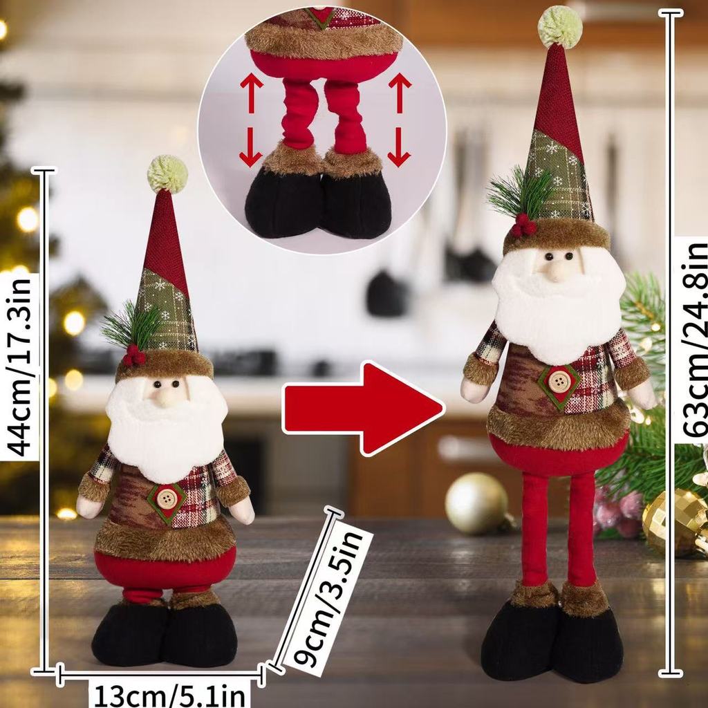 Merry Christmas Decorative Plush Dolls Reindeer Snowman Santa Claus Standing Doll New Year Ornament Gift