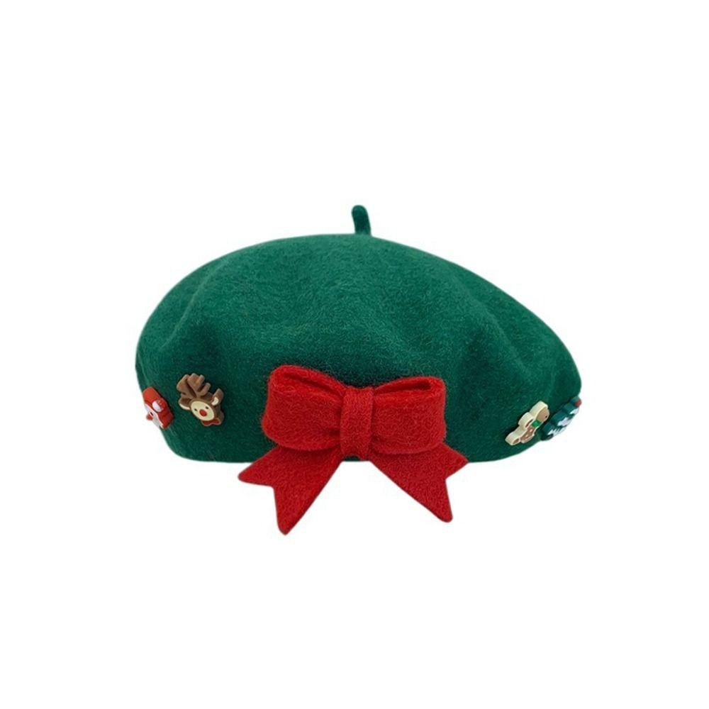 Solid Color Christmas Beret Hat Wool Winter Painter Hats New Wool Beanie Cap New Year