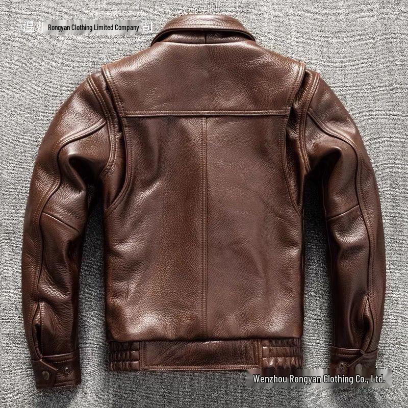 2024 Men's Slim Fit Soft Leather Jacket with Turn-Down Collar - Trendy Autumn/Winter Style