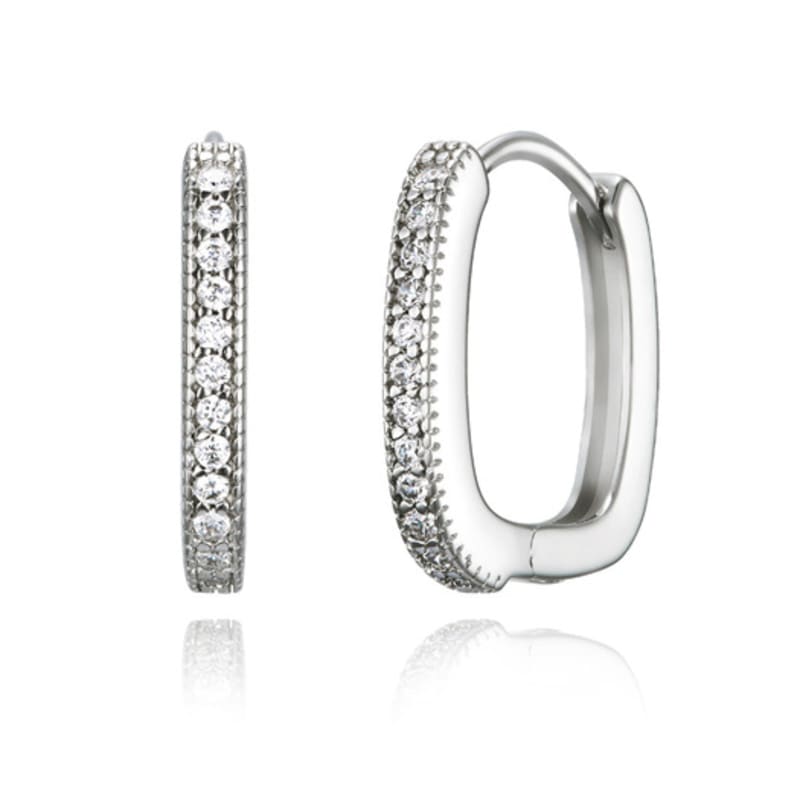 GEIGER Jewelry 925 Silver Square Line One-Touch Ring Earrings GISVEE135