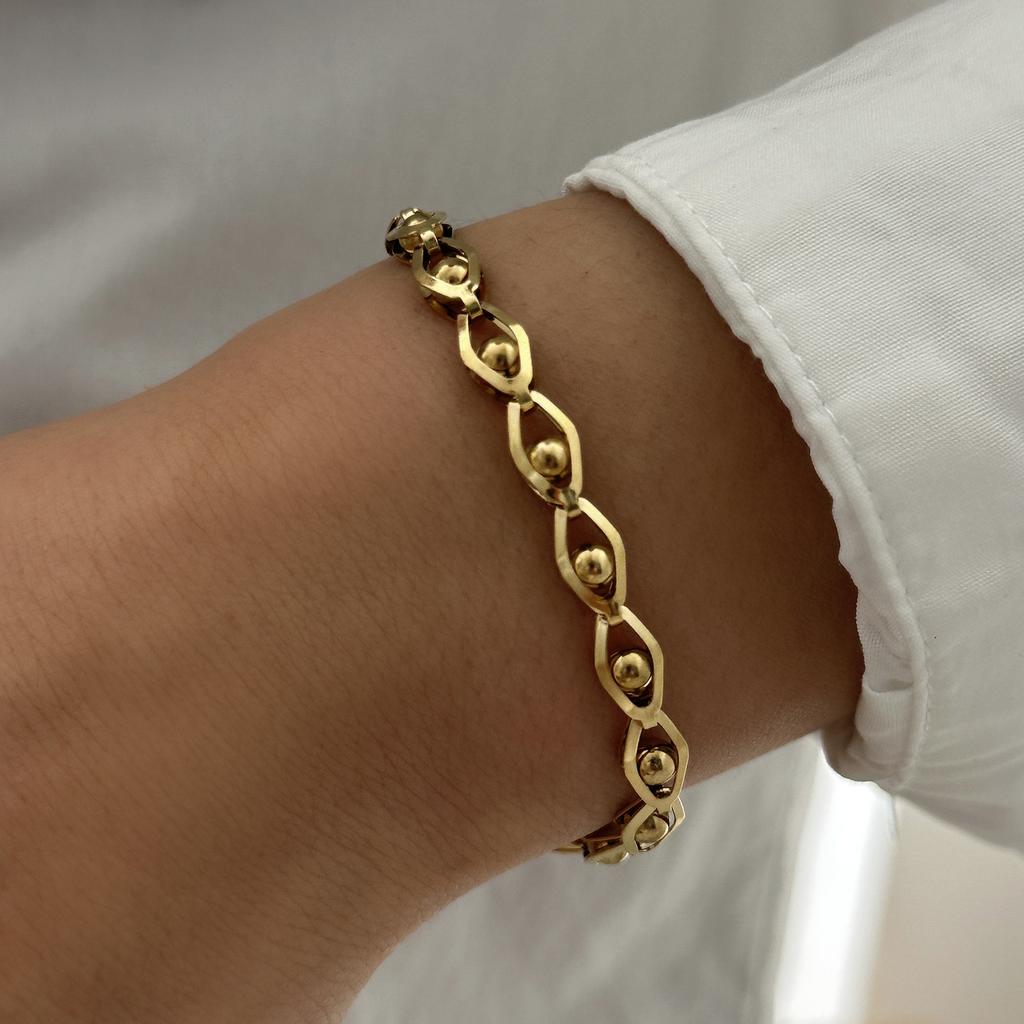 Stainless Steel Luxury Shiny Zircon Charm Bracelet for Women Gold Plated Metal Geometric Chain Bangle Party Minimalist Jewelry